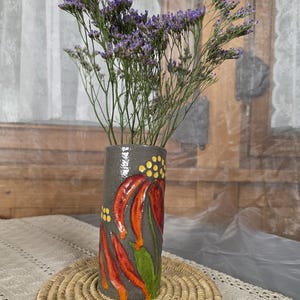 Ceramic flower vase, handmade pottery vase