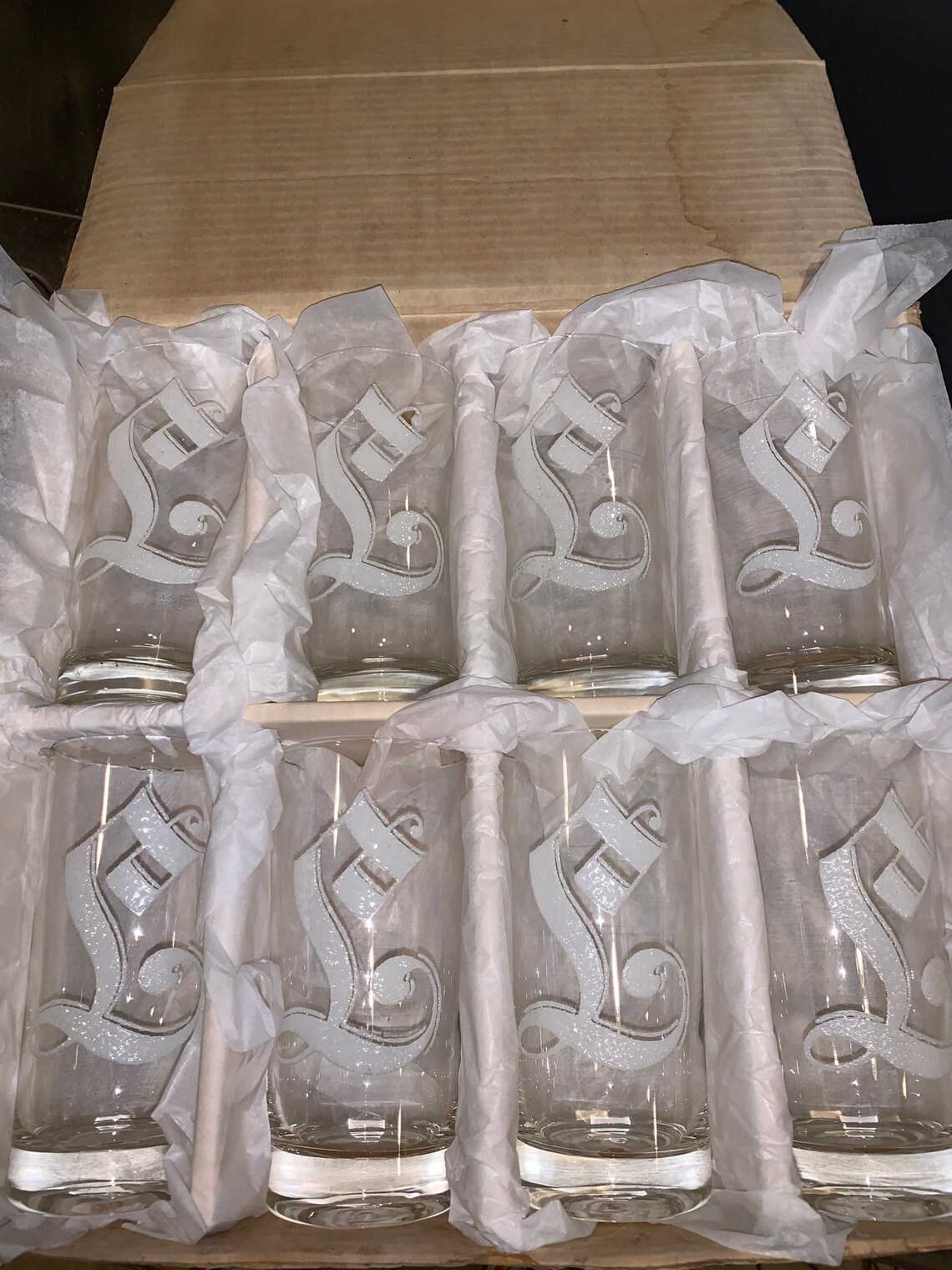 Vintage West Virginia Glass Company Monogramed L Hi Ball Etsy