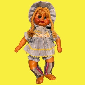 VTG Wooden Naber Kids Doll Original Tag Molli Signed 1985 Dolls of the World