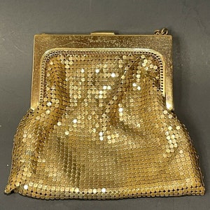 Vintage Whiting & Davis Gold Mesh Mini Evening Bag Art Deco Rhinestone Latch image 2