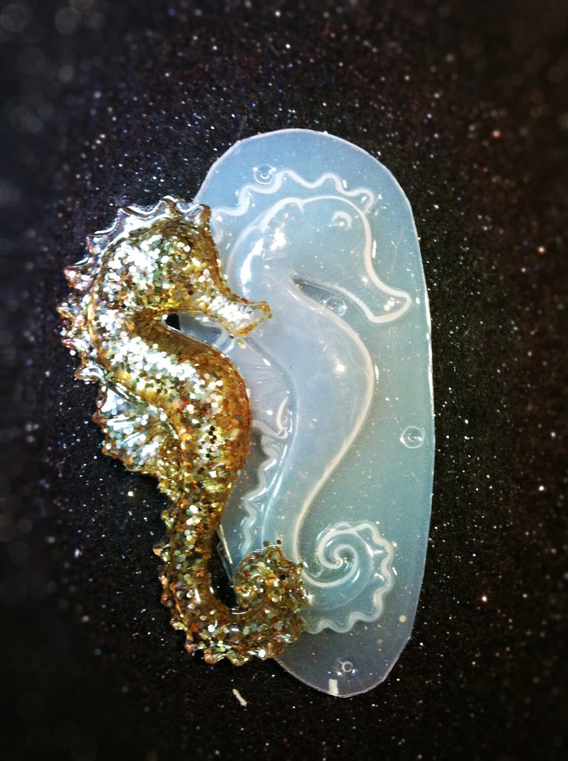 Resin Sea Horse Flexible Plastic Mold 72mm x 35mm