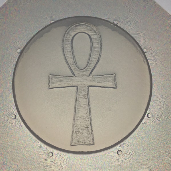 Flexible Plastic Mold 2" Diameter Engraved/ Embossed Ankh Pendant