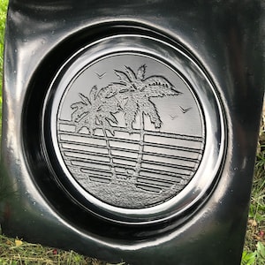 Retro Sunset & Palm Trees Concrete or Cement Stepping Stone Paver Mold