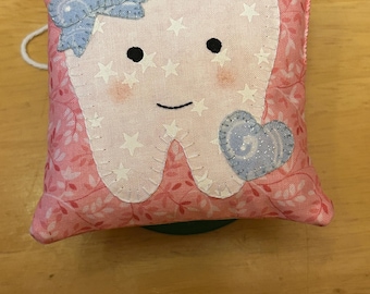 Handmade Tooth Fairy Pillow | Cute Tooth Plush Pillow for Kids | Hanging Tooth Fairy Pocket Pillow | Applique Tooth Cushion