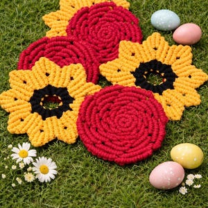 Makramee Untersetzer, Blumenmuster, Pflanzenuntersetzer