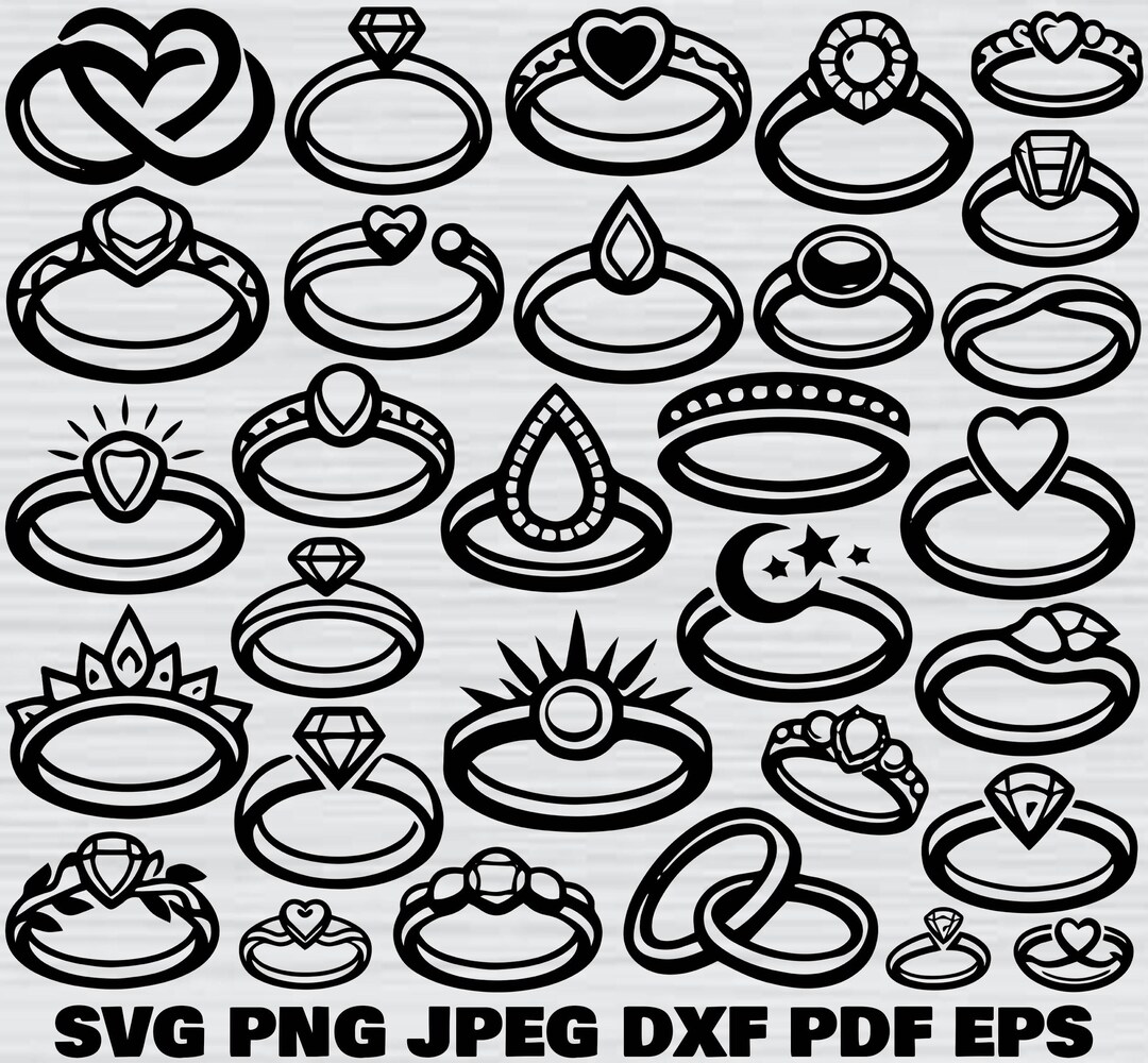 Wedding Ring Svg Bundle, Engagement Ring Svg, Diamond Ring Svg, Wedding ...