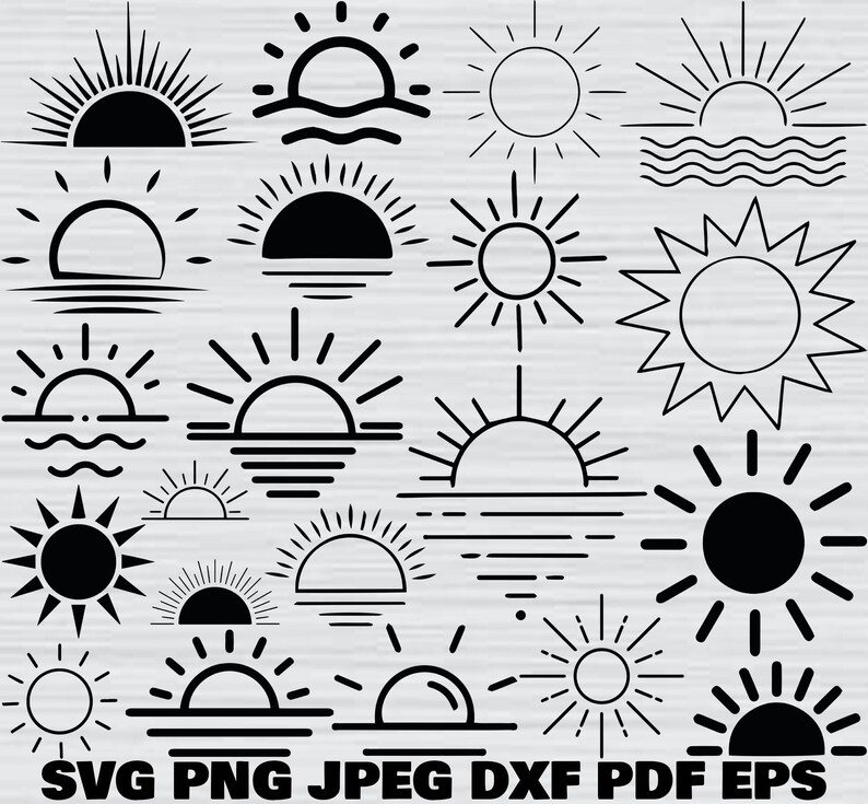 Sun Rays Dxf Sunrise Svg Bundle, Sunrise Png Bundle, Sun Svg Bundle, Sun Svg Cut ...
