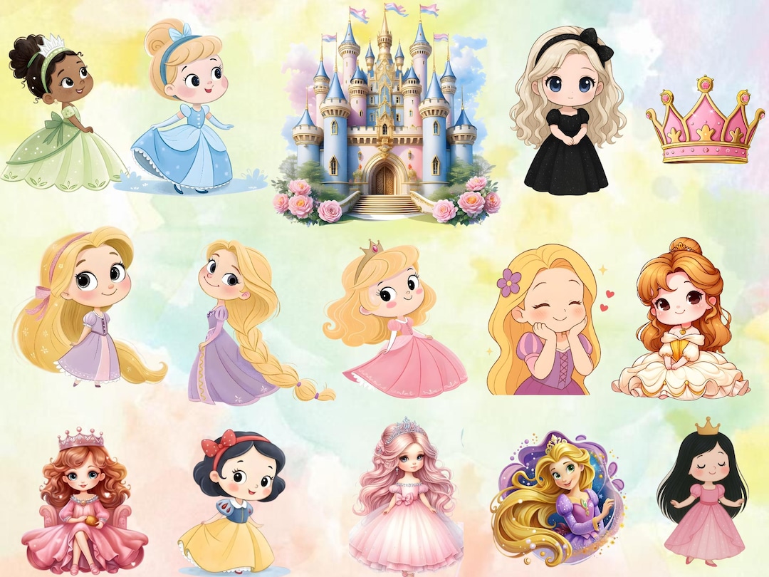 Watercolor Princess Clipart Bundle | Fairytale Castle Pngs (digital ...
