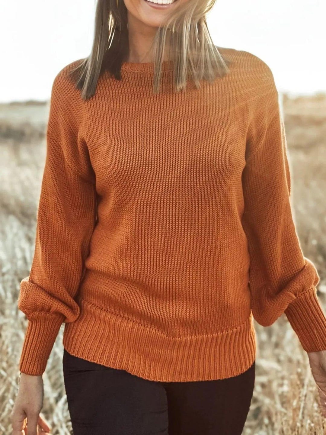 Women's Striped Contrast Ribbed Trim Drop Shoulder Sweatshirt - Casual Pullover
