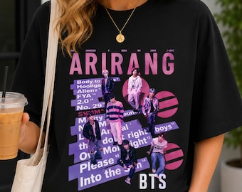 BTS World Tour Arirang T-Shirt, Bangtan, Suga, V, Hoolijin, J-hope, Jungkook, Tee, K-Pop Fan Shirt, Retro Arirang Tour Shirt