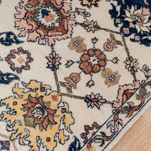 8X10 Cream Wool Hand-Knotted Oushak Rug with Flower Design I Free Shipping I zdjęcie 6