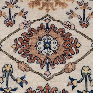 8X10 Cream Wool Hand-Knotted Oushak Rug with Flower Design I Free Shipping I zdjęcie 3