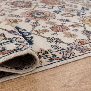8X10 Cream Wool Hand-Knotted Oushak Rug with Flower Design I Free Shipping I zdjęcie 9