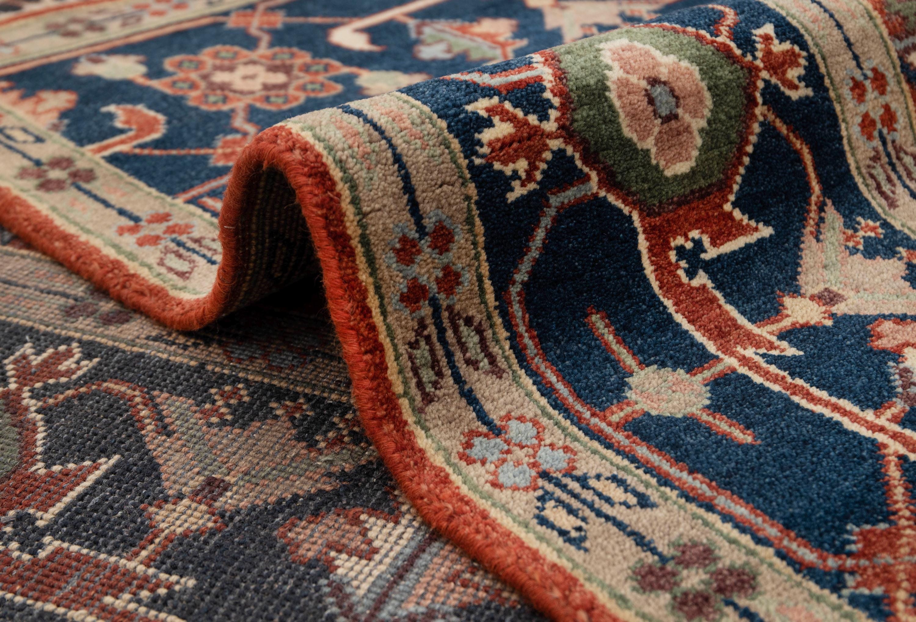 Navy Rust Rug Rust Navy Persian Carpet Fine Quality Hand Knotted Wool Rug, Multiple ...