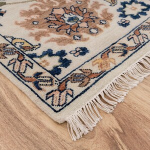 8X10 Cream Wool Hand-Knotted Oushak Rug with Flower Design I Free Shipping I zdjęcie 8