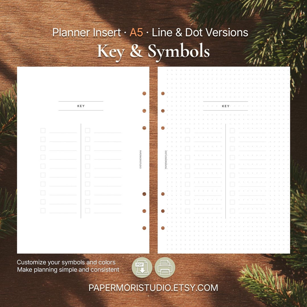 A5 Key & Symbols Page • Bullet Journal Key Printable • Planner Legend ...