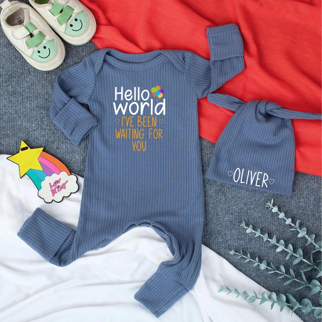 Personalized Hello World Baby Bodysuit, Newborn Coming Home Outfit ...