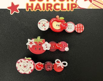 handmade | RED Button Hair Clips | Hair accessories