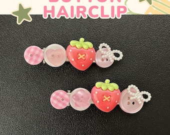 handmade | PINK Button Hair Clips | Hair accessories