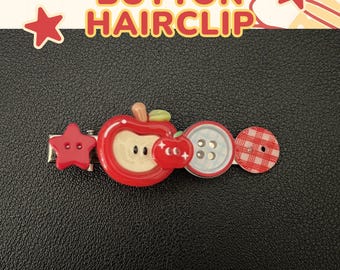 handmande | Apple Button Hair Clips | Hair accessories