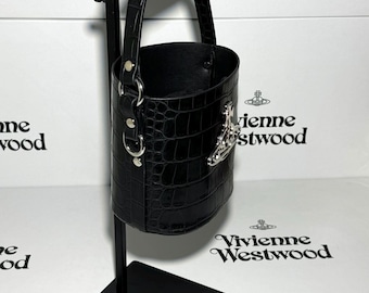 Hansi Craftsmanship Handmade Black Bucket Bag - Designer Saturn Crossbody Bag
