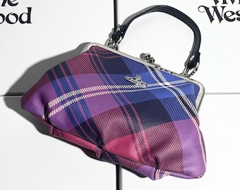 Hansi Craftsmanship Handmade Purple Check Bag - With Silver Chain - Designer Crossbody Bag