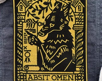 Golden Wolf Patch, Gothic Werewolf Iron On Applique, Edgy Animal Sew On Badge