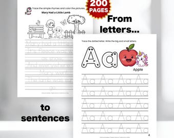 Handwriting Practice Sheets, Tracing Letters for Kids, Progressive Letter Tracing—Preschool, ABC Uppercase and Lowercase Printable For Pre-K