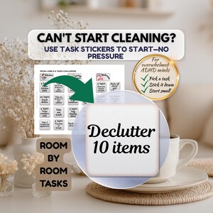 ADHS Reinigung Sticker | Dysfunktionsplaner | Undatierter Kalender und täglicher Kaffee-Tracker