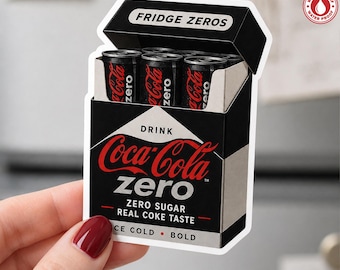 Funny Diet Coke Fridge Cigs Sticker - Matte Vinyl, Coke Zero Girl Sticker, laptop sticker, Cute Car decals, Trendy stickers