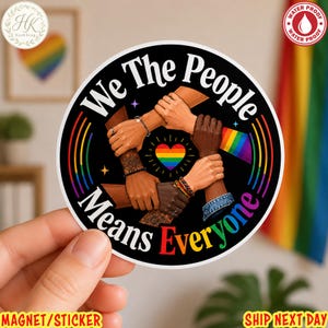 Vi folket betyder alla-klistermärke, HBTQ-pride-dekal, vinylklistermärke med lika rättigheter