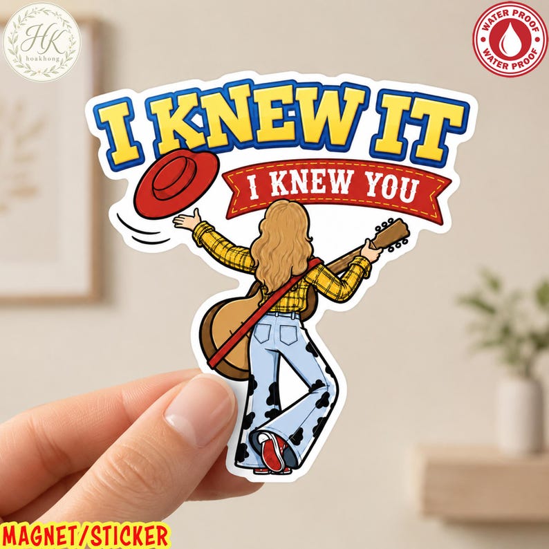 I Knew It I Knew You Sticker, Toy Story 5 Decal, Jessie Cowgirl Sticker, Cartoon Woody & Buzz Lightyear Decal image 1