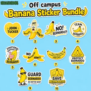 100pcs Bernardo Banana Sticker, Off Campus Inspired Sticker, Funny Bookish Sticker, Kindle Sticker, E-Reader Decal, Journal Laptop Sticker