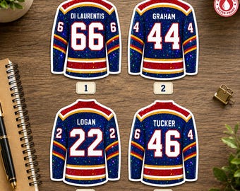 Off Campus Hockey Jersey Sticker Set, Booktok Bookish Vinyl Stickers for Laptop & Kindle, Di Laurentis Graham Logan Tucker