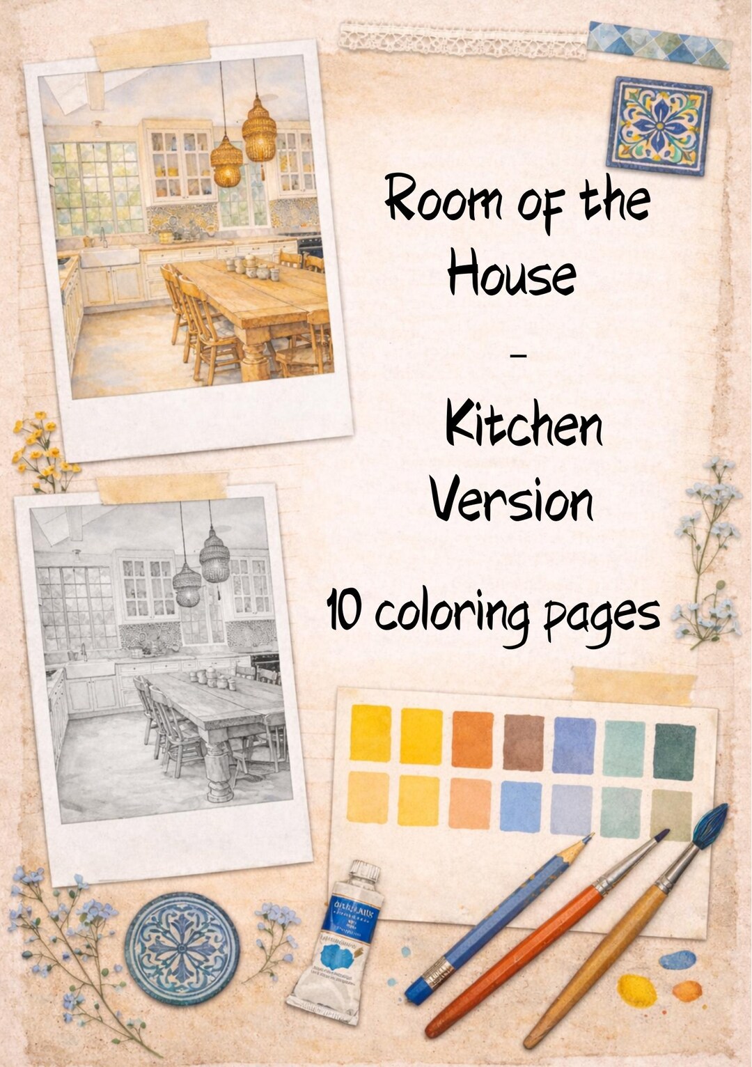 10 Kitchen Coloring Pages for Adults – Realistic Interior Design ...