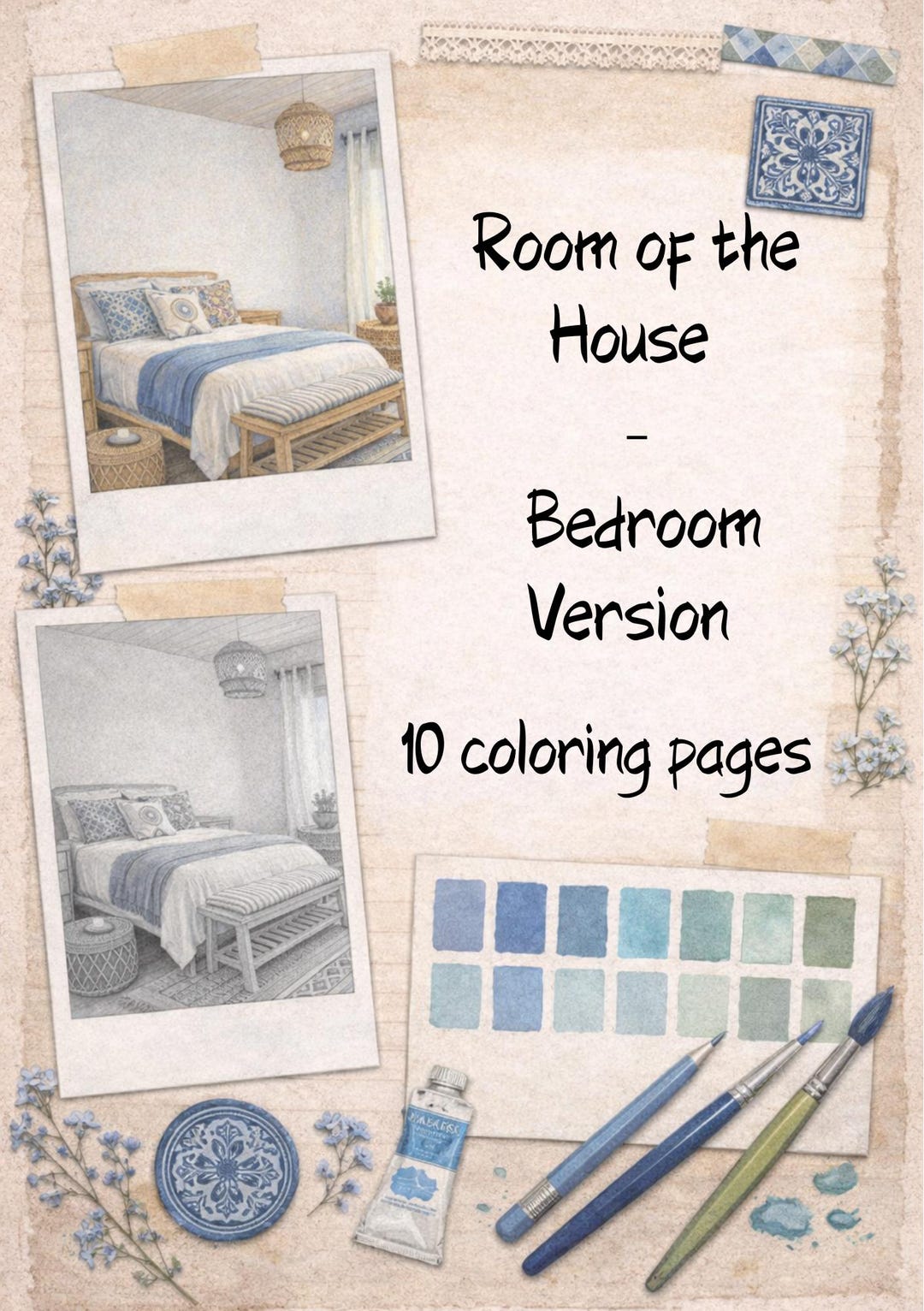 10 Bedroom Coloring Pages for Adults – Realistic Interior Design ...
