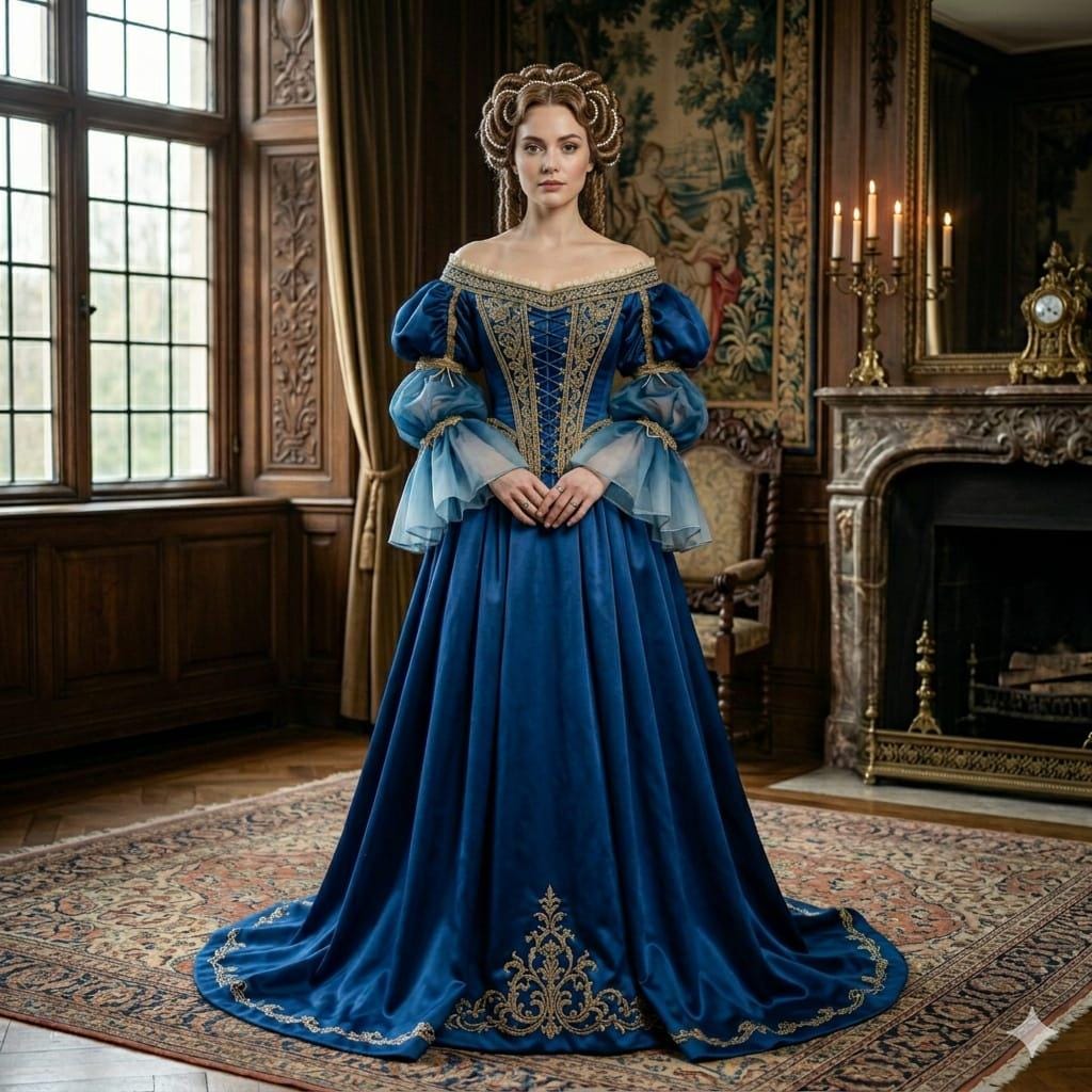 dark blue corset dress Buy Midnight Blue Corset Gown With Drape And Embroidered Cape main image 0