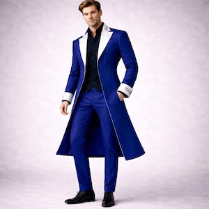 green emerald velvet dress Royal Blue Slim Fit Velvet Men Suits 2 Pieces Prom Party Outfits main image 1