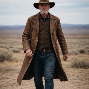 Vintage westernbruine leren stofdoek