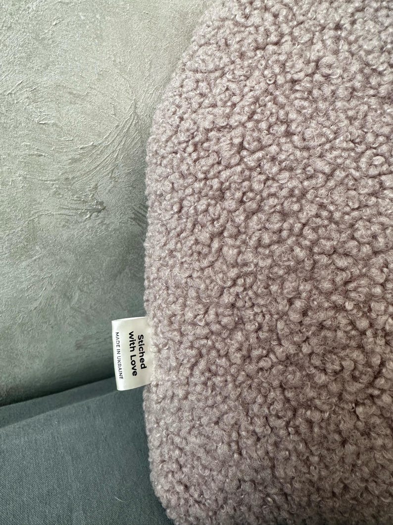 Teddy Heart Pillow, Boucle Plush Cushion, Cozy Aesthetic Decor, Romantic Gift, Nursery Sofa, Bedroom Soft Fleece Handmade Accent bild 8