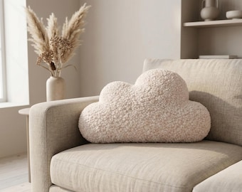 Cloud Pillow Teddy Boucle Pillow, Boucle Throw Pillow, Nursery Cloud Cushion, Scandinavian Decor Pillow, Soft Plush Pillow, Kids Room Decor