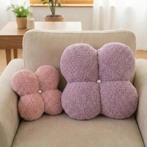 Flower Boucle Pillow, Teddy Plush Decorative Pillow, Aesthetic Throw Cushion, Scandinavian Home Decor, Nursery Pillow, Soft Sofa Pillow Gift image 11