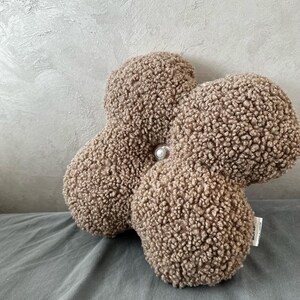 Flower Boucle Pillow, Teddy Plush Decorative Pillow, Aesthetic Throw Cushion, Scandinavian Home Decor, Nursery Pillow, Soft Sofa Pillow Gift image 16