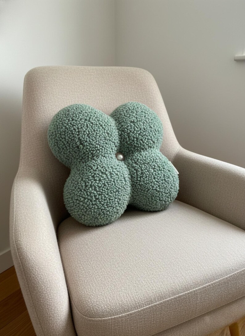Flower Boucle Pillow, Teddy Plush Decorative Pillow, Aesthetic Throw Cushion, Scandinavian Home Decor, Nursery Pillow, Soft Sofa Pillow Gift image 15