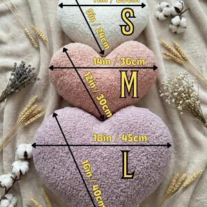 Teddy Heart Pillow, Boucle Plush Cushion, Cozy Aesthetic Decor, Romantic Gift, Nursery Sofa, Bedroom Soft Fleece Handmade Accent bild 3