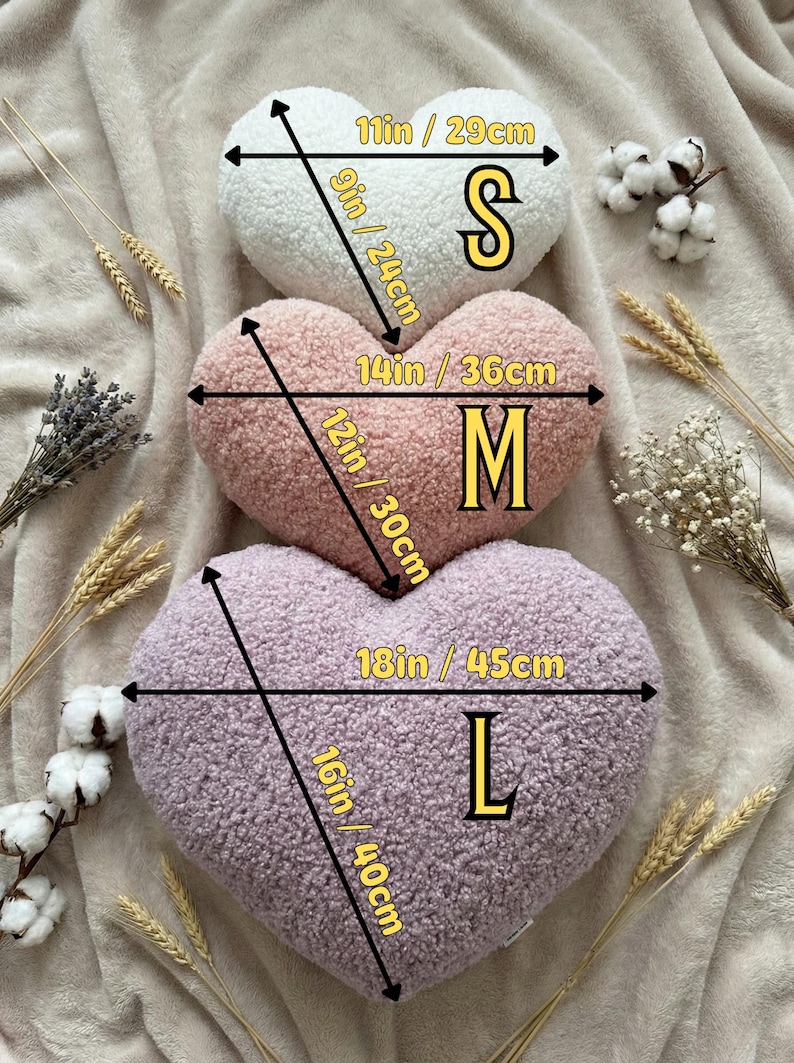 Teddy Heart Pillow, Boucle Plush Cushion, Cozy Aesthetic Decor, Romantic Gift, Nursery Sofa, Bedroom Soft Fleece Handmade Accent bild 3