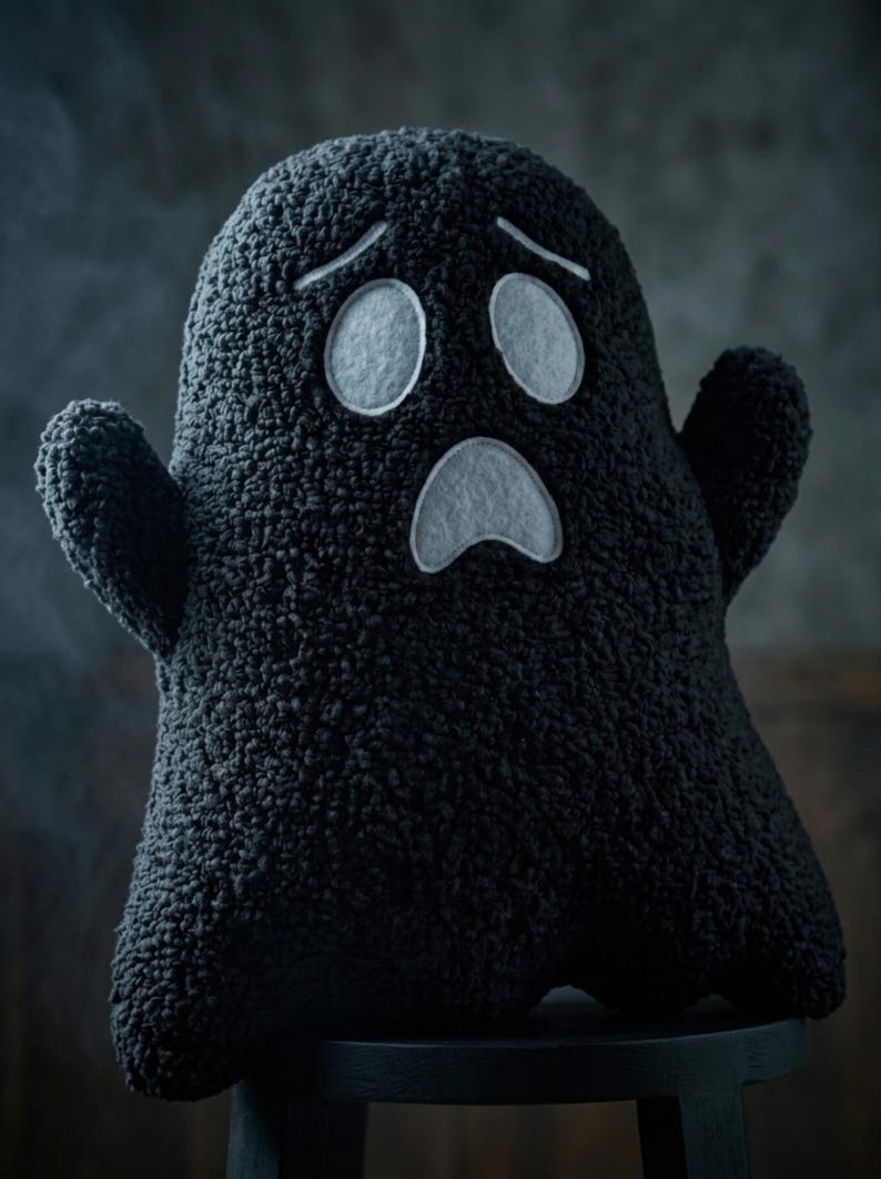 Teddy Boucle Ghost Pillow Cute Halloween Spooky Throw Cushion Decorative Ghostly Plushie Aesthetic Autumn Fall Couch Decor White Black imagem 3