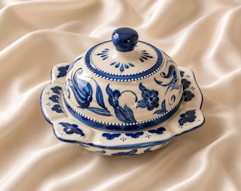 Handmade Ceramic Sugar Bowl , Tulip Pattern