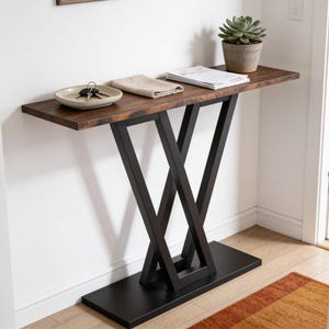 Table console industrielle pour entrée, table de canapé étroite 43 pouces, table d'entrée de couloir marron rustique, derrière table de canapé, meubles d'entrée