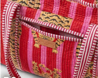 Mahjong Bag, Handmade Pink Tiger Print Storage Bag with Outer Zipper Pocket and Inner Zipped Pocket, 98cm Long